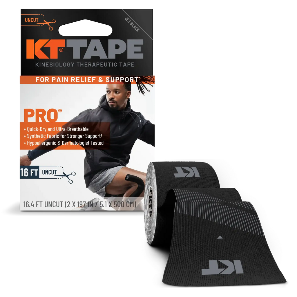 KT Tape Pro synthetic water-resistant kinesiology tape in Jet Black – 16 ft uncut roll for custom muscle and joint support#color_jet-black